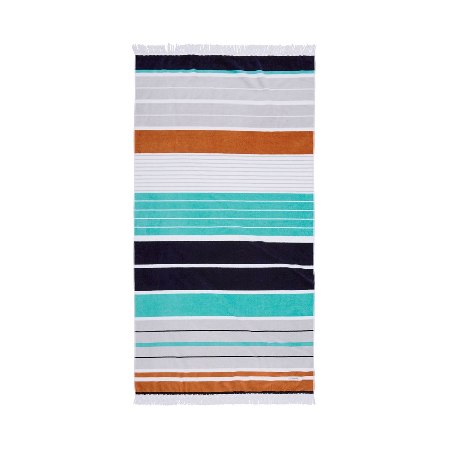 Melba Stripe Velour Beach Towel | Adairs