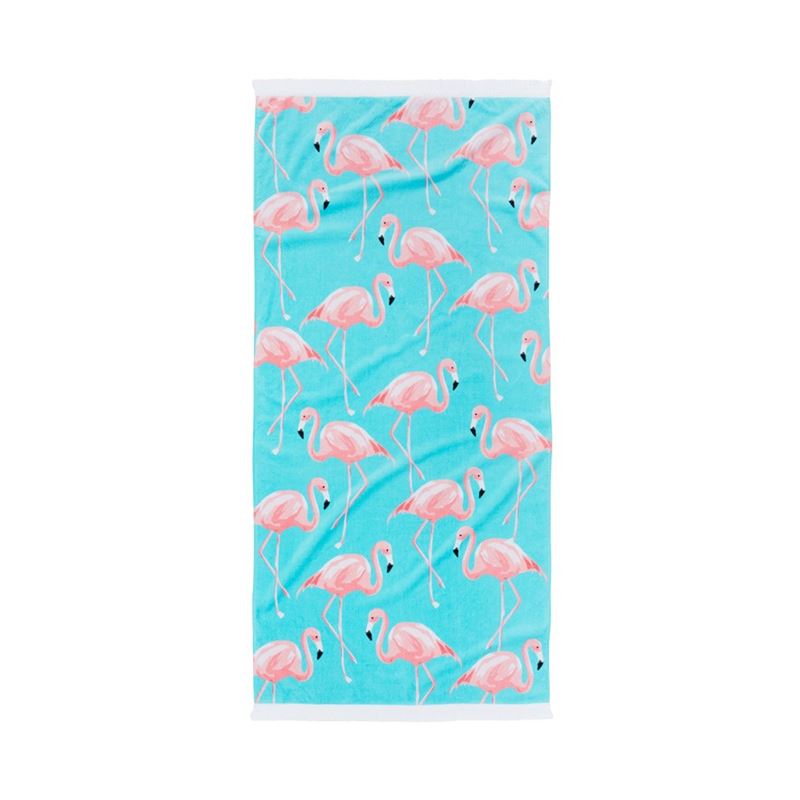 Fancy Flamingle Standard Velour Beach Towel