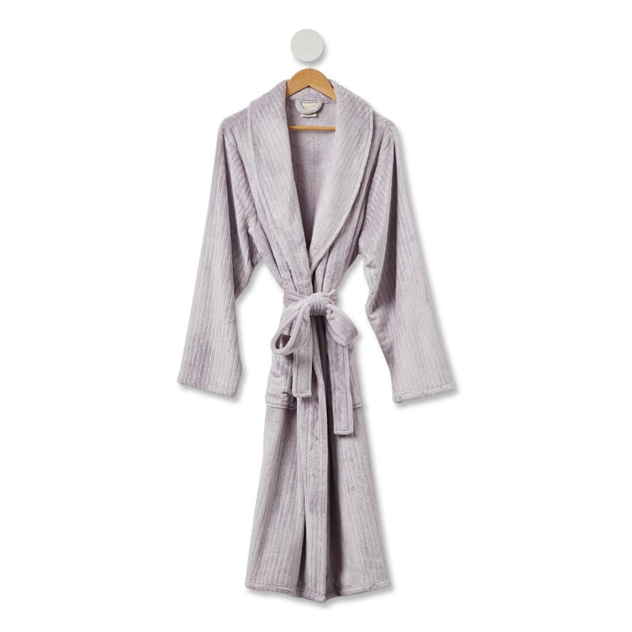 Soft Ribbed Lilac Bathrobe Adairs