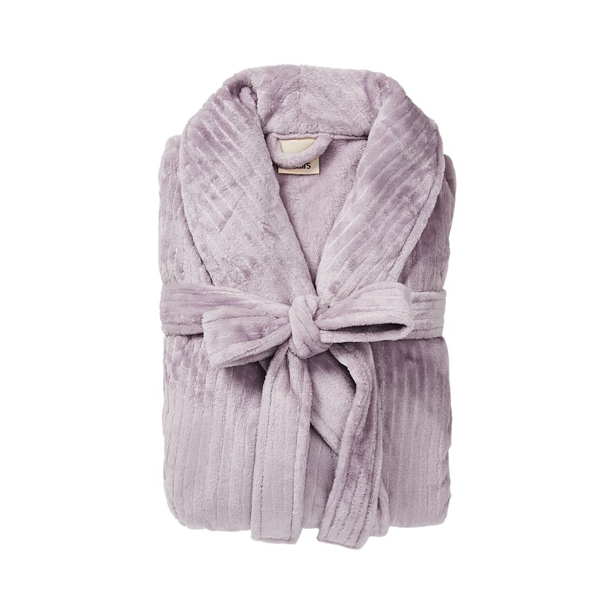 Soft Ribbed Lilac Bathrobe Adairs