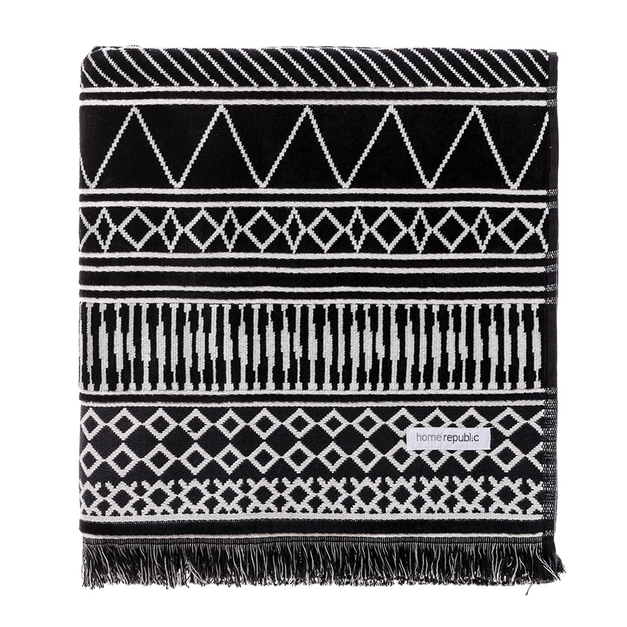 Home Republic Maha Velour Towels Black Adairs
