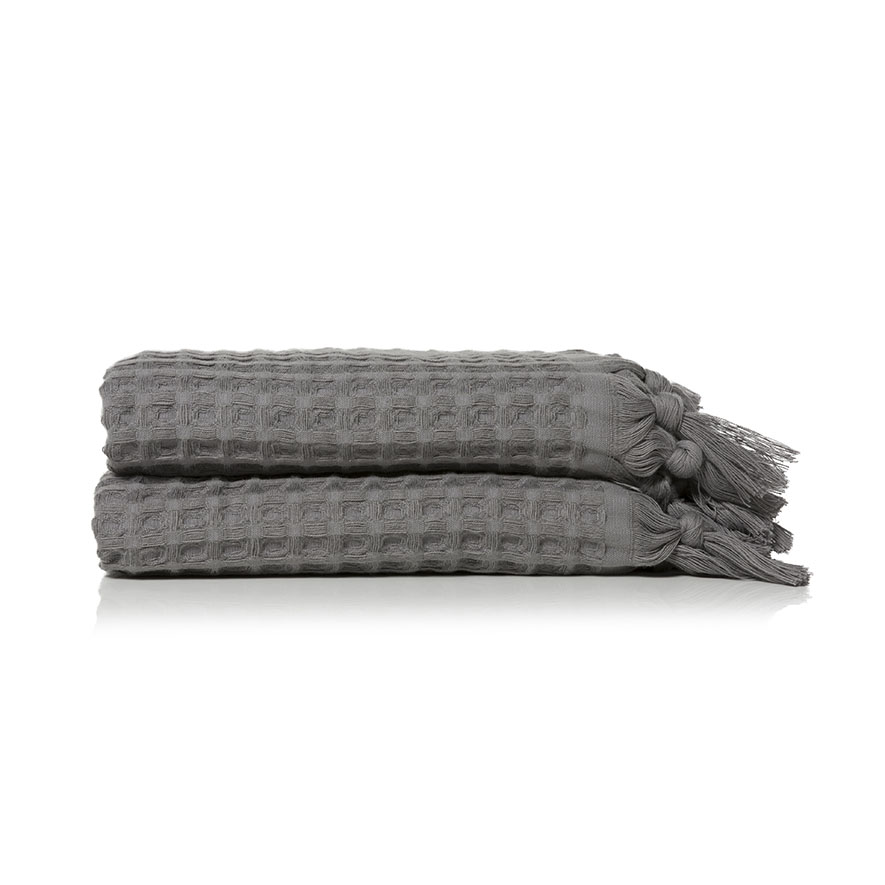 Waffle Hand Towel Pack Coal Adairs