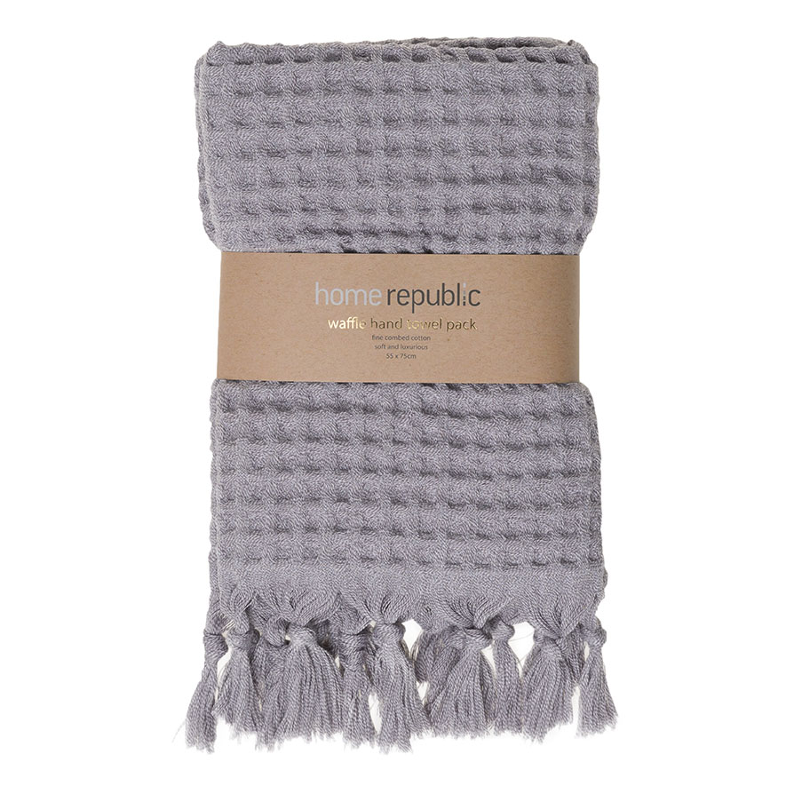 Waffle Hand Towel Pack Grey Marle Adairs