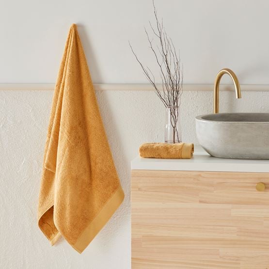 Navara Mustard Solid Bamboo Cotton Towel Range