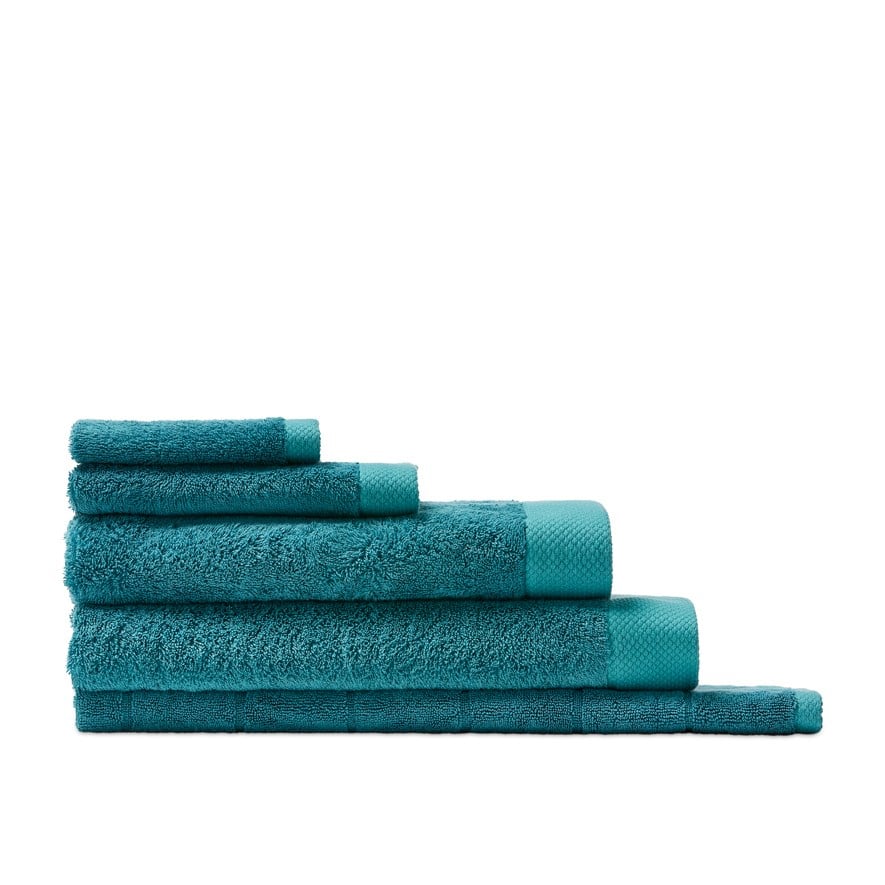 Navara Teal Solid Bamboo Cotton Towel Range | Adairs