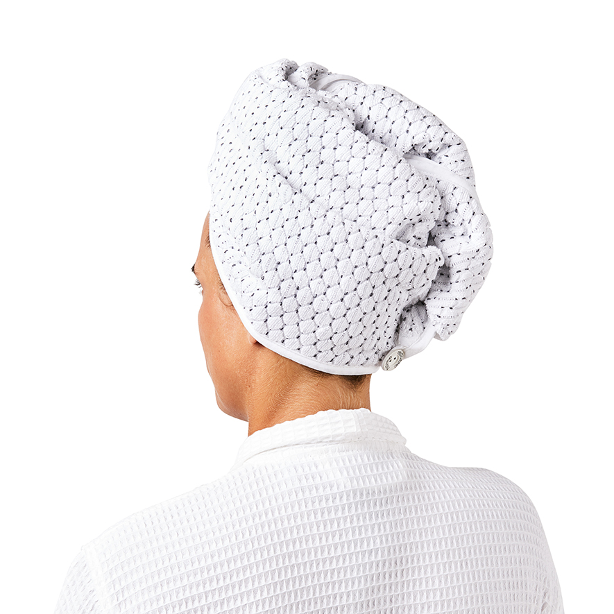 Home Republic Navara Snow Textured Bamboo Cotton Hair Towel Wrap Adairs