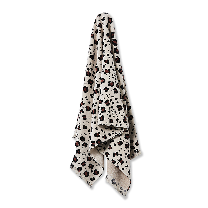 Home Republic Akiki Printed Natural Velour Bath Towel Adairs