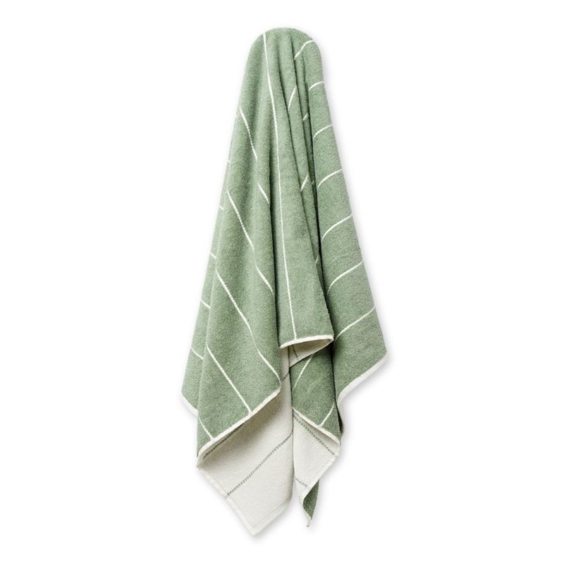 Home Republic - Kingston Linen Blend Eucalyptus Stripe Bath Towels | Adairs