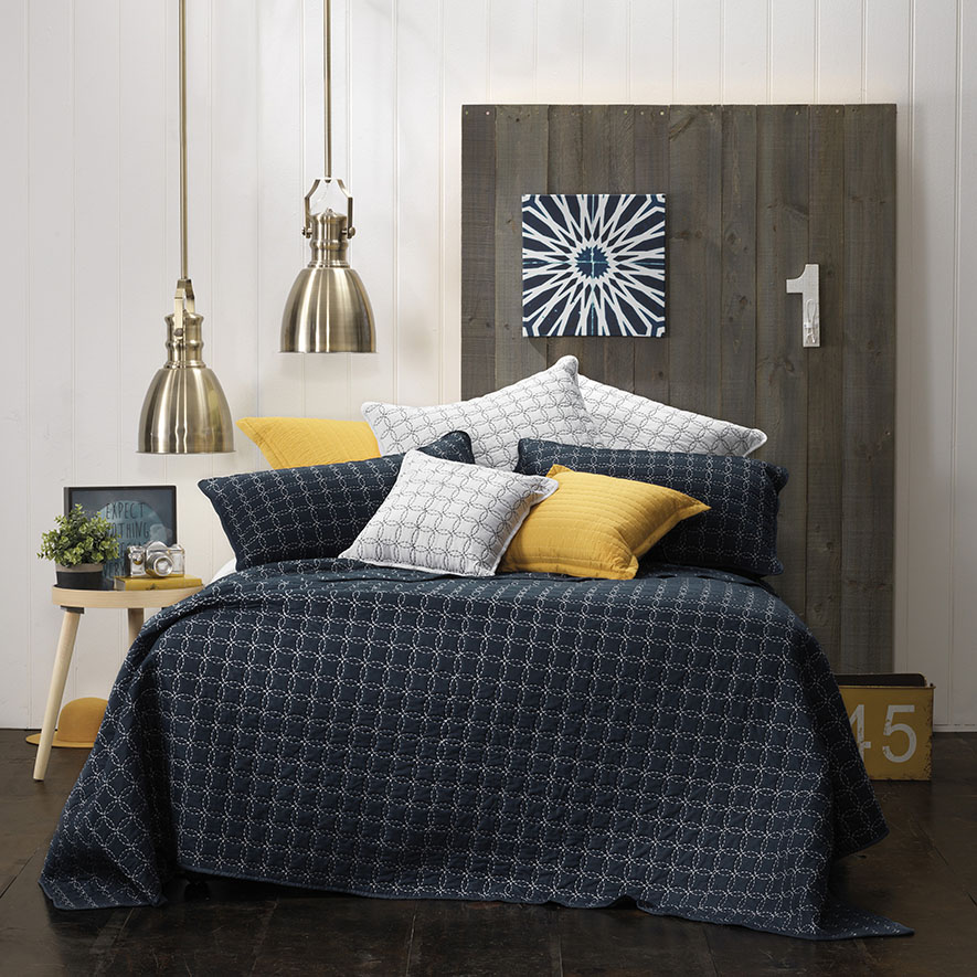 Bianca Clarence Navy Bedspread Set + Accessories Adairs