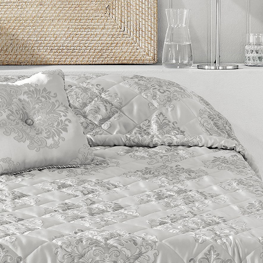 Bianca Tanaquil Silver Bedspread + Accessories Adairs