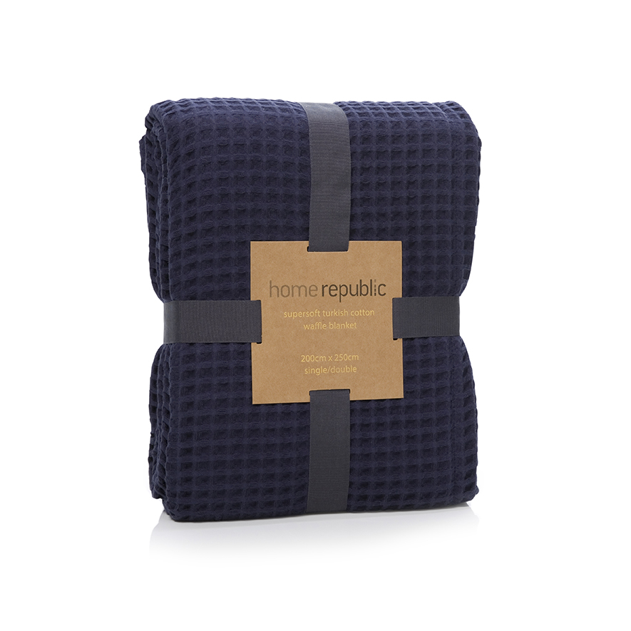 Supersoft Indigo Turkish Waffle Blanket Adairs