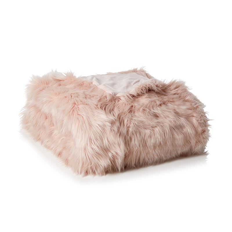 Alpine Dusty Pink Fur Blanket