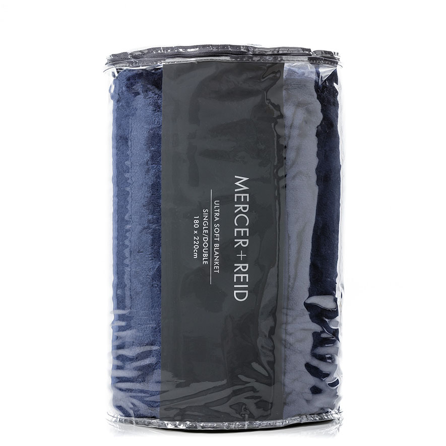 Mercer + Reid Ultra Soft Blanket Navy Bedroom Blankets Adairs Online
