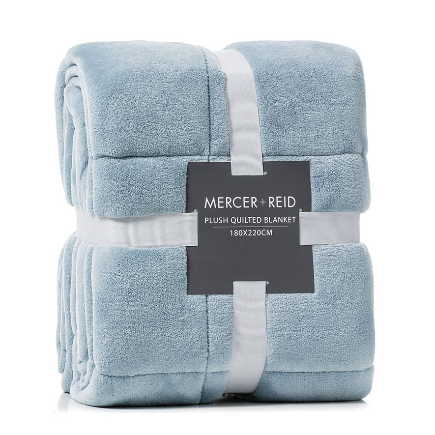 Mercer + Reid Plush Quilted Blanket Sage Bedroom Blankets Adairs