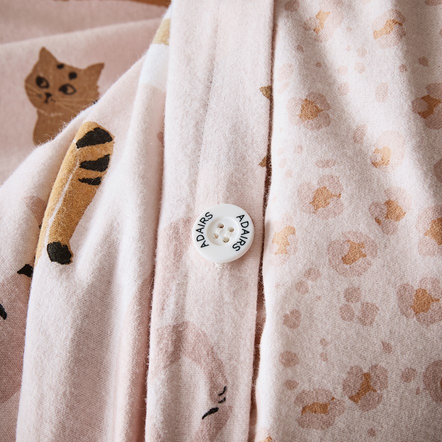 Printed Pink Cat Flannelette Quilt Cover Set Separates Adairs