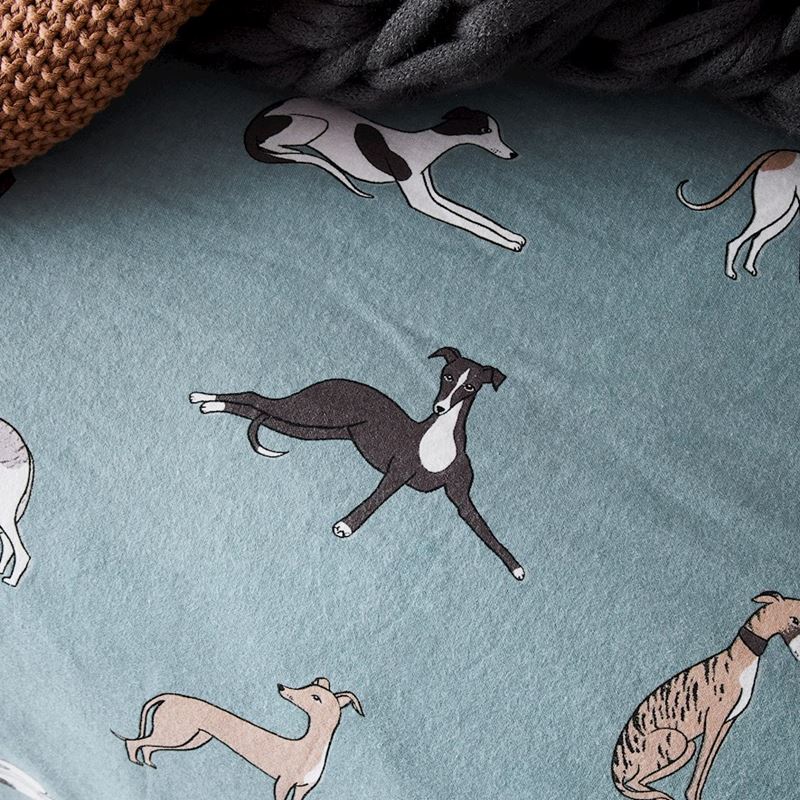 Printed Sage Dog Flannelette Quilt Cover Set + Separates