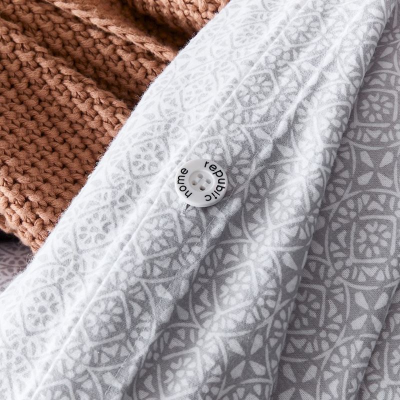 Printed Silver Moroccan Flannelette Quilt Cover Set + Separates