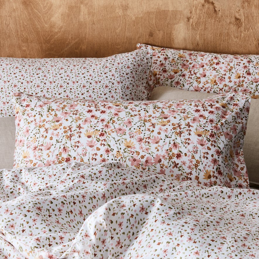 Printed Winter Floral Flannelette Quilt Cover Set + Separates Adairs