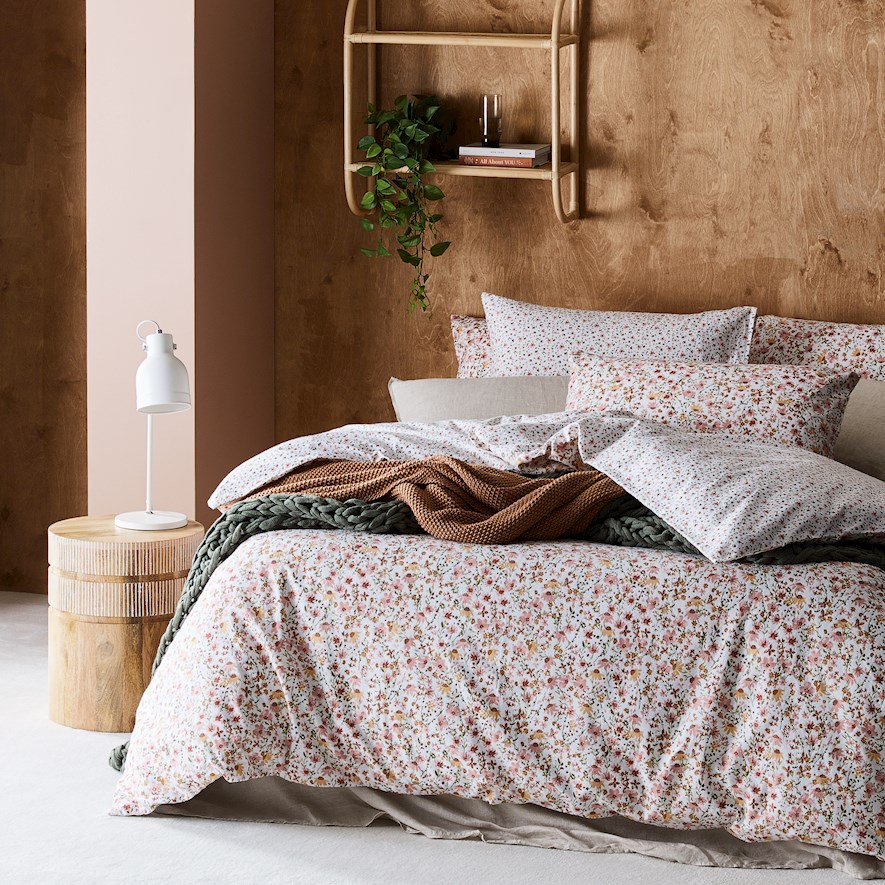 Printed Winter Floral Flannelette Quilt Cover Set + Separates Adairs