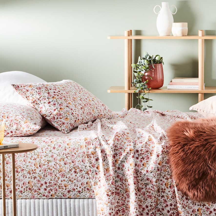 Printed Winter Floral Flannelette Sheet Set Adairs
