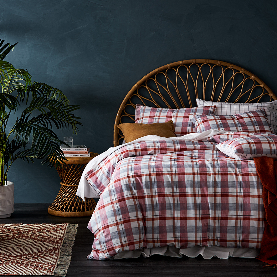 Printed Flannelette Watercolour Check Quilt Cover Set Adairs