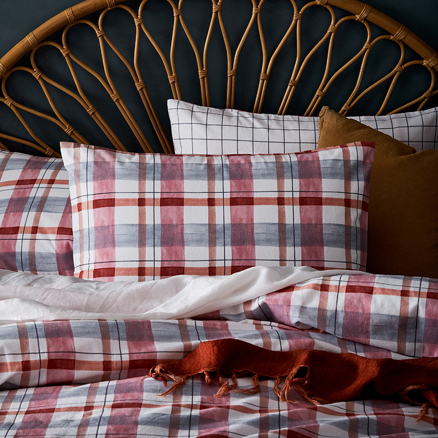 Printed Flannelette Watercolour Check Quilt Cover Set Adairs