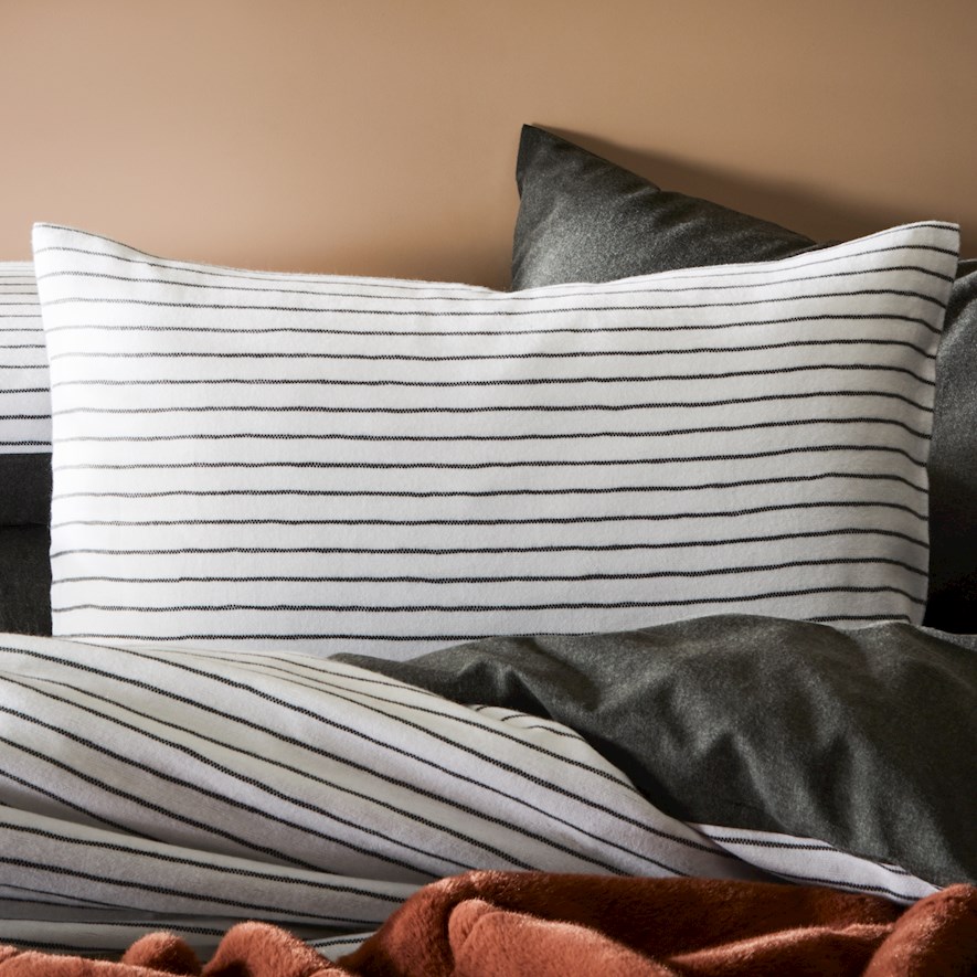 Super Soft Brushed Flannelette Charcoal Stripe Pillowcase Adairs