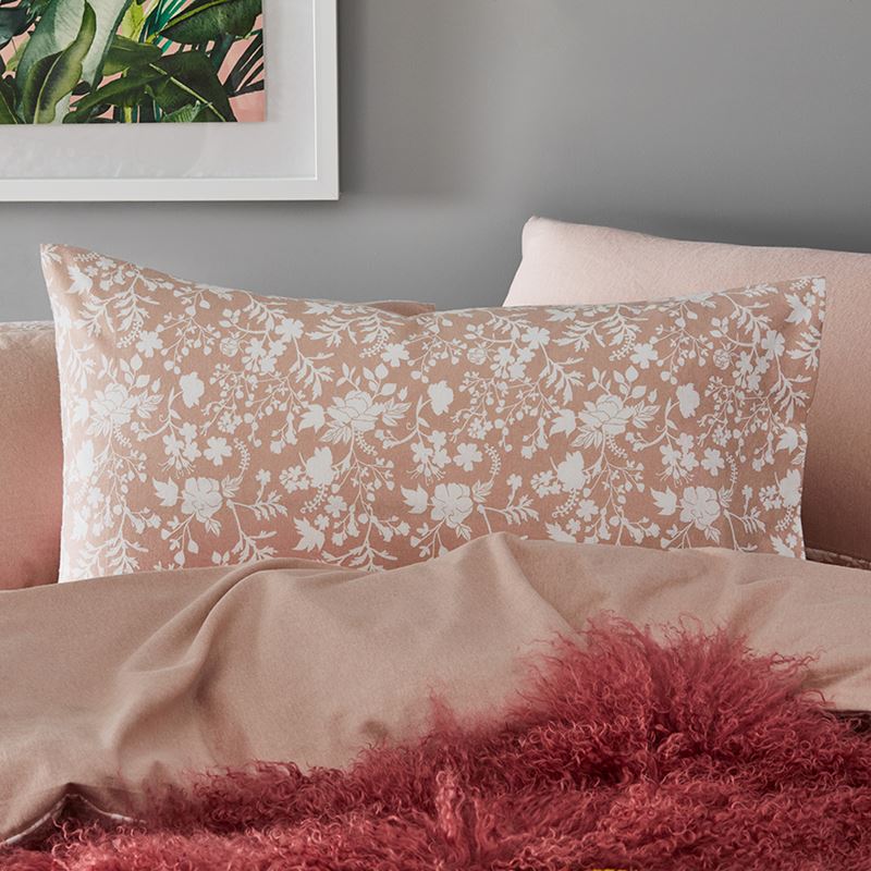 Printed Flannelette Pink Floral Quilt Cover Set + Separates