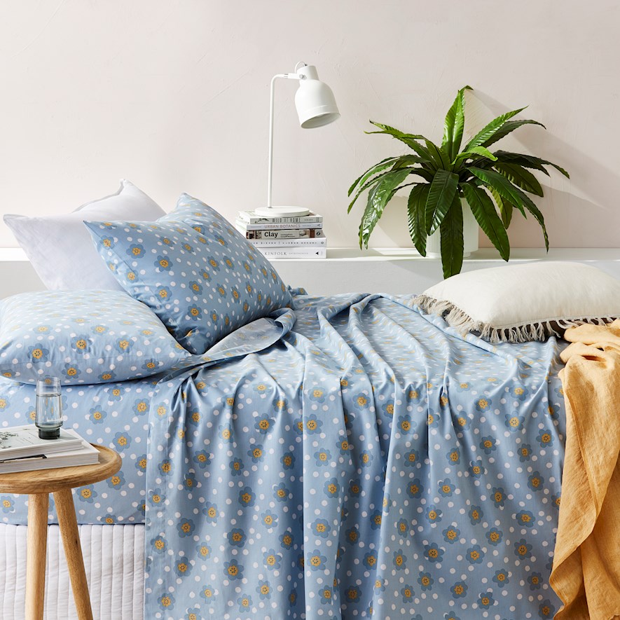 Perfect Cotton Percale Sage Floral Sheet Set Adairs