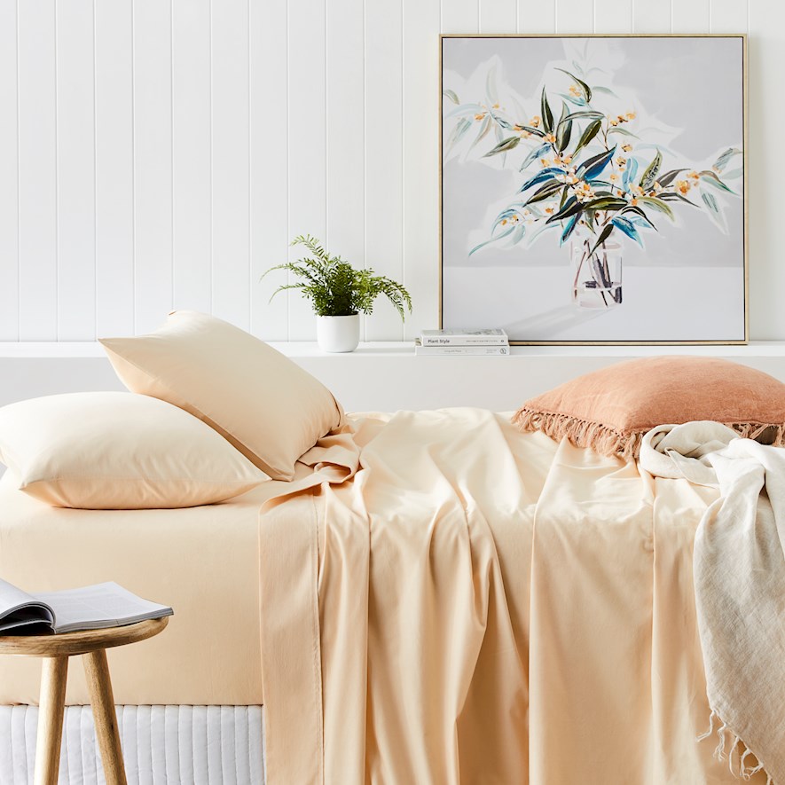 Plain Dye Perfect Cotton Percale Sand Sheet Set Adairs