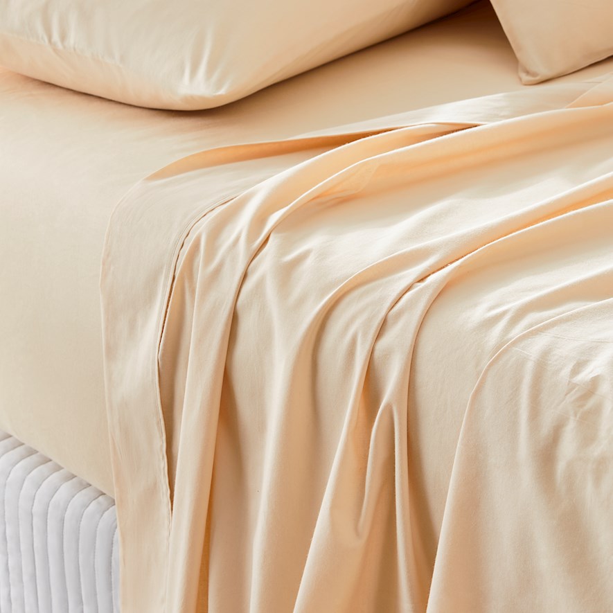 Plain Dye Perfect Cotton Percale Sand Sheet Set | Adairs