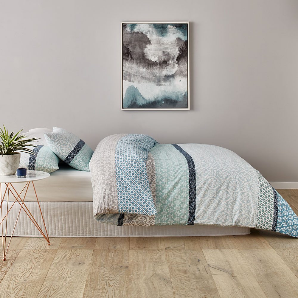 Metro Ferro Aqua Quilt Cover Set + Separates Adairs