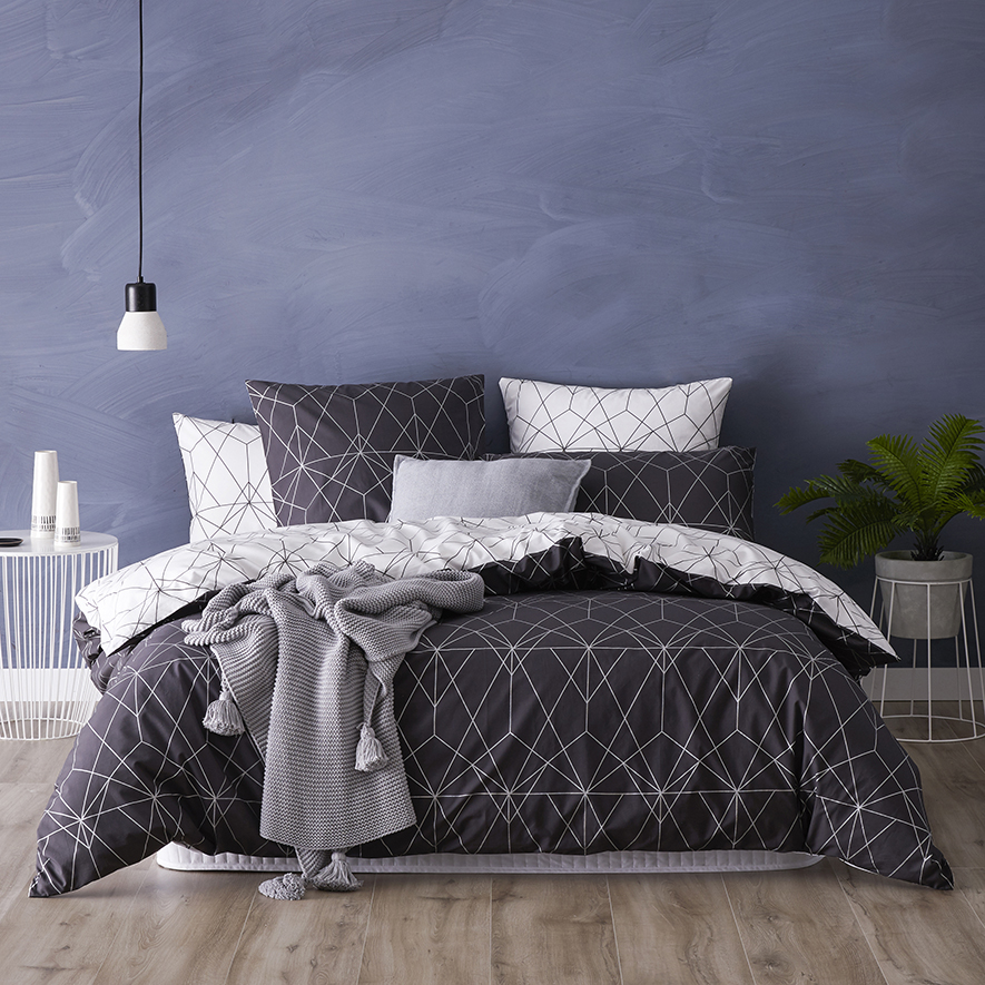 Metro Otto Charcoal Quilt Cover Set + Separates Adairs