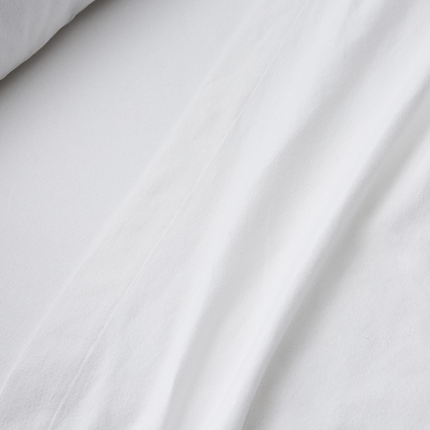 Metro Plain Dye Flannelette White Sheet Set Adairs