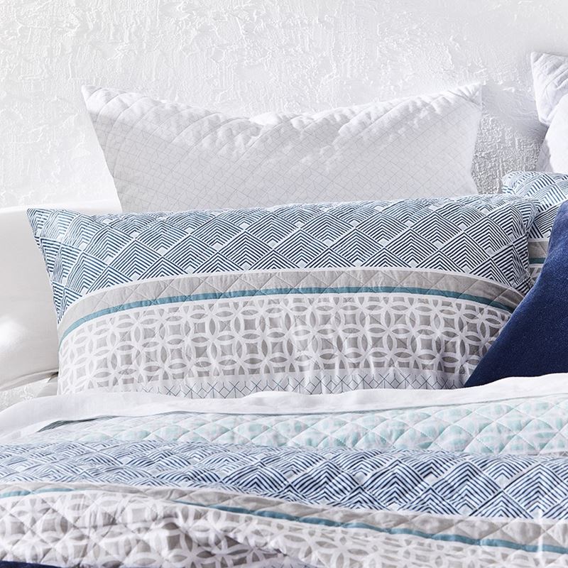 Metro - Skye Blue Quilted Quilt Cover Set + Separates | Adairs