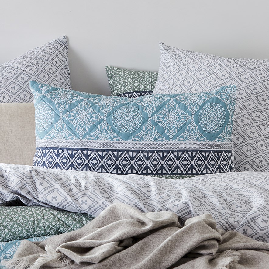 Metro Stockholm Azure Quilted Quilt Cover Set + Separates Adairs