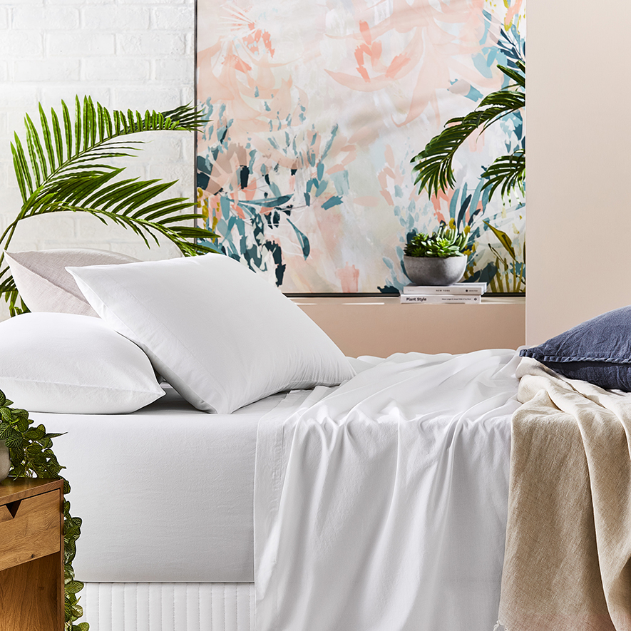 Prewashed Cotton White Sheet Set Adairs