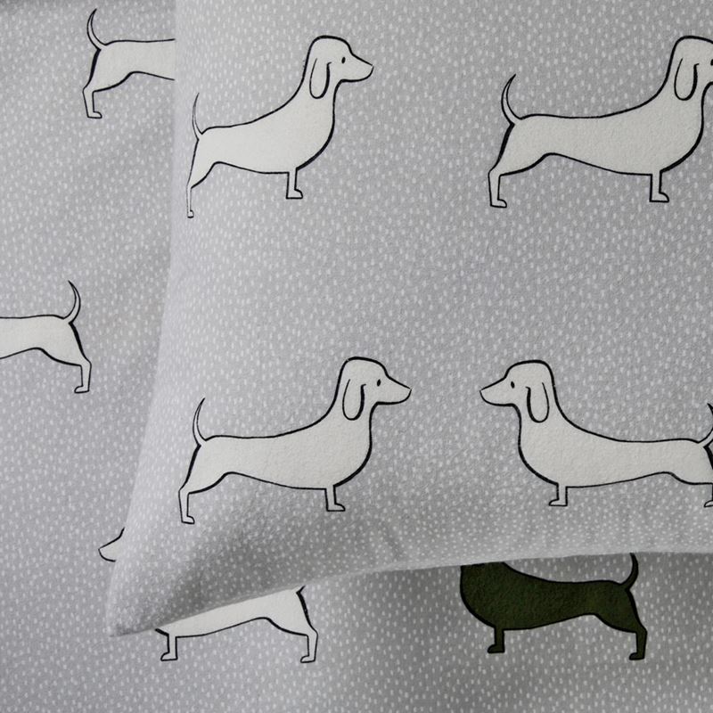 Printed Flannelette Grey Dachshund Sheet Set | Adairs