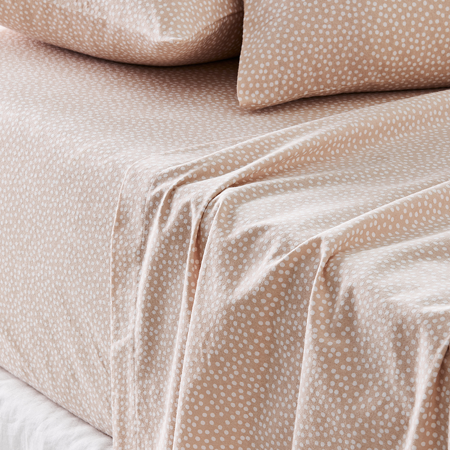 Printed Flannelette Pink Spot Sheet Set Adairs