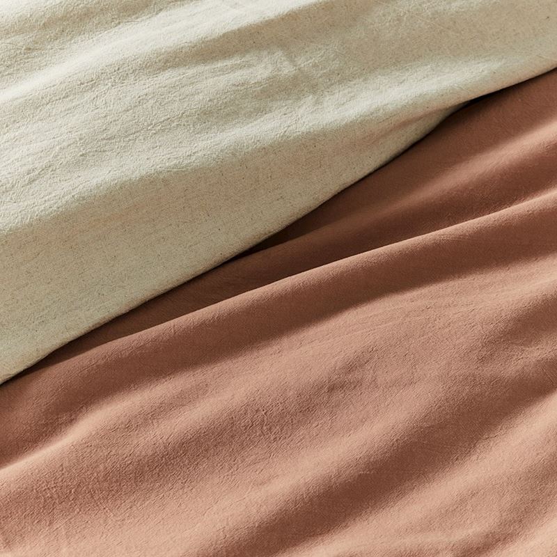Olsen Linen Cotton Queen Natural & Clay Quilt Cover Set + Separates