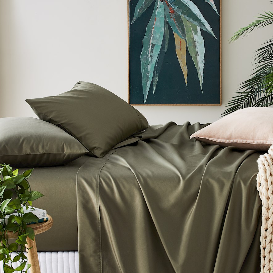 Metro 1500TC Brooklyn Khaki Sheet Set Adairs