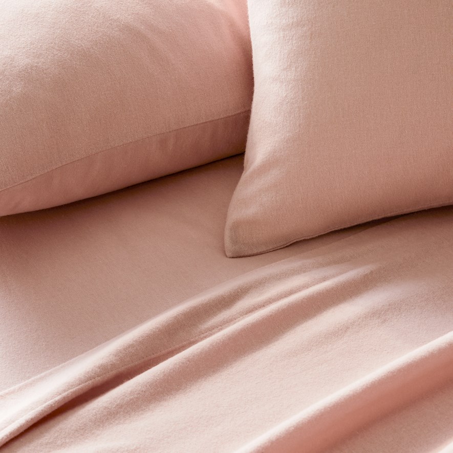 Plain Dyed Flannelette Pink Sheet Set + Pillowcases Adairs