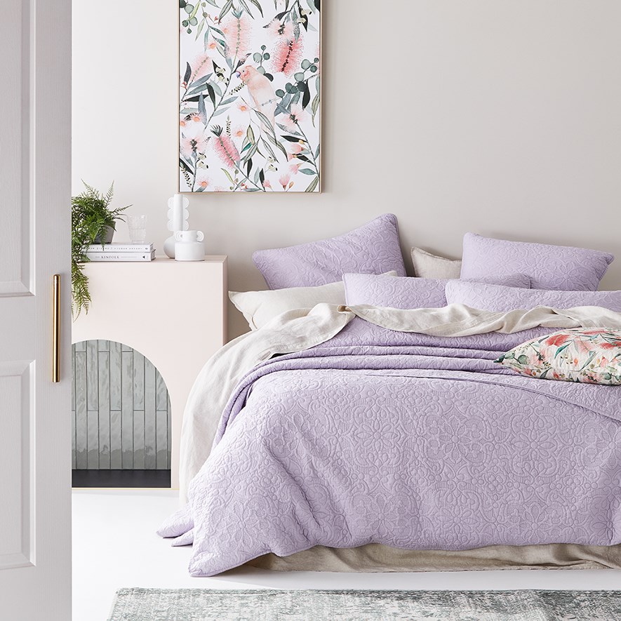 Chloe Quilted Lavender Pillowcase Adairs