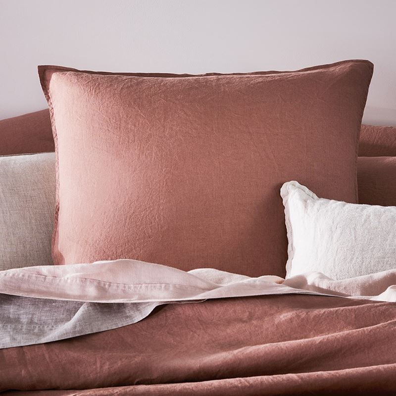 Vintage Washed Linen Rose Pillowcase