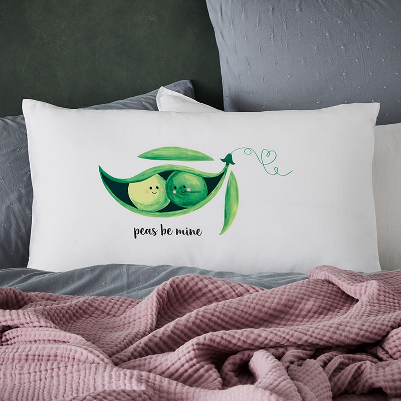 Text Pillowcase Peas Be Mine