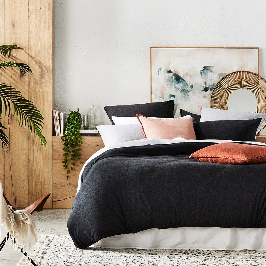 Ultra Soft Jersey Black Marble Pillowcase Adairs