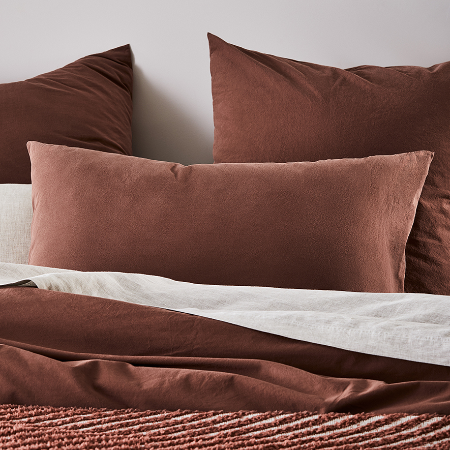 Stonewashed Cotton Mahogany Pillowcases Adairs