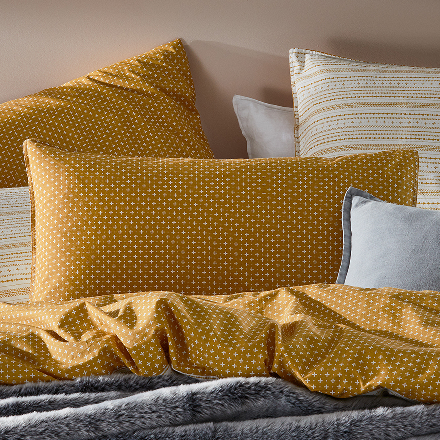 Stonewashed Printed Cotton Spice Henna Pillowcase Adairs