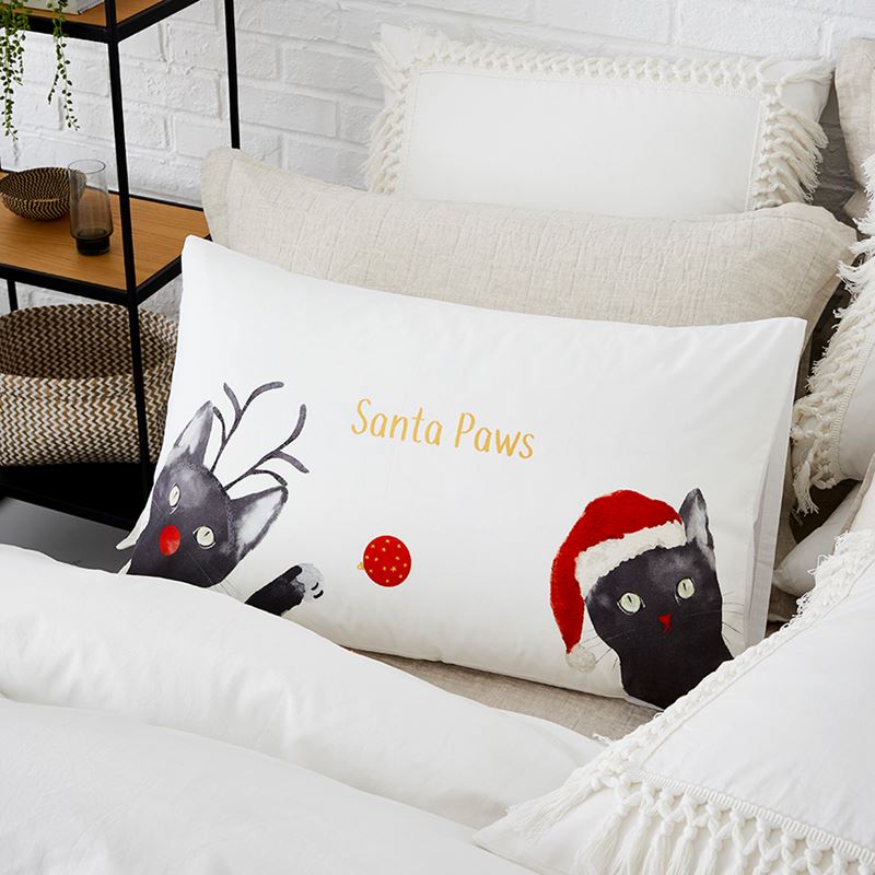 Christmas Text Pillowcase Santa Paws Cats