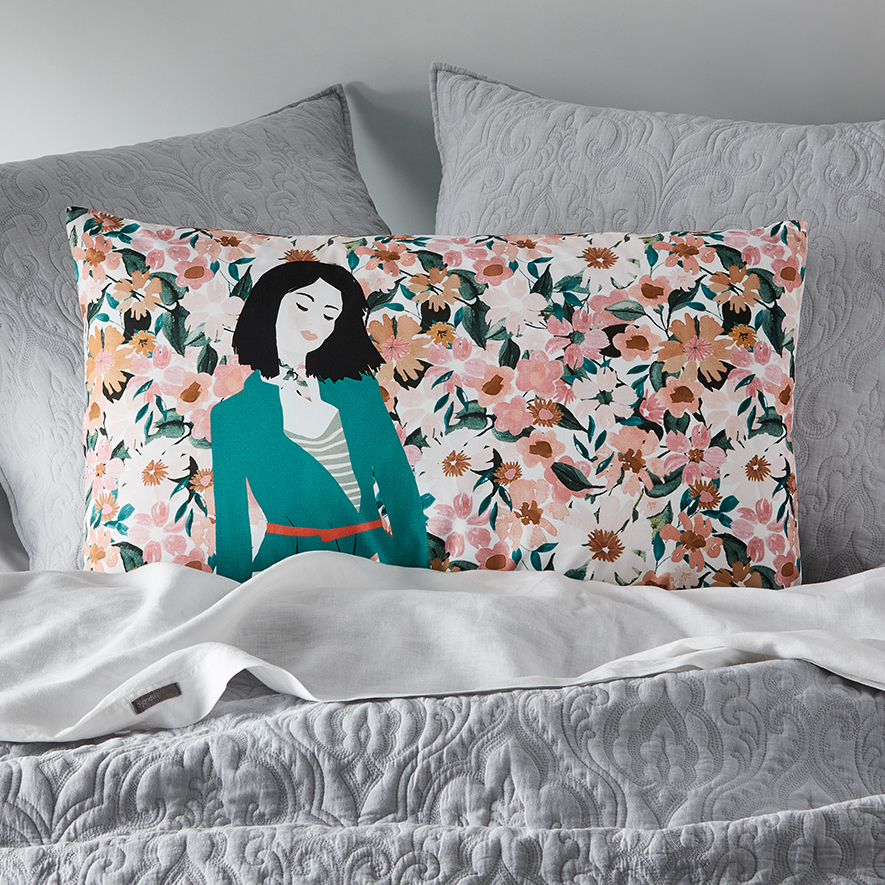 Floral Lady Text Pillowcase Adairs
